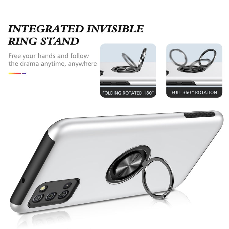 For Samsung Galaxy A02s US Version PC + TPU Shockproof Magnetic Protective Case with Invisible Ring Holder