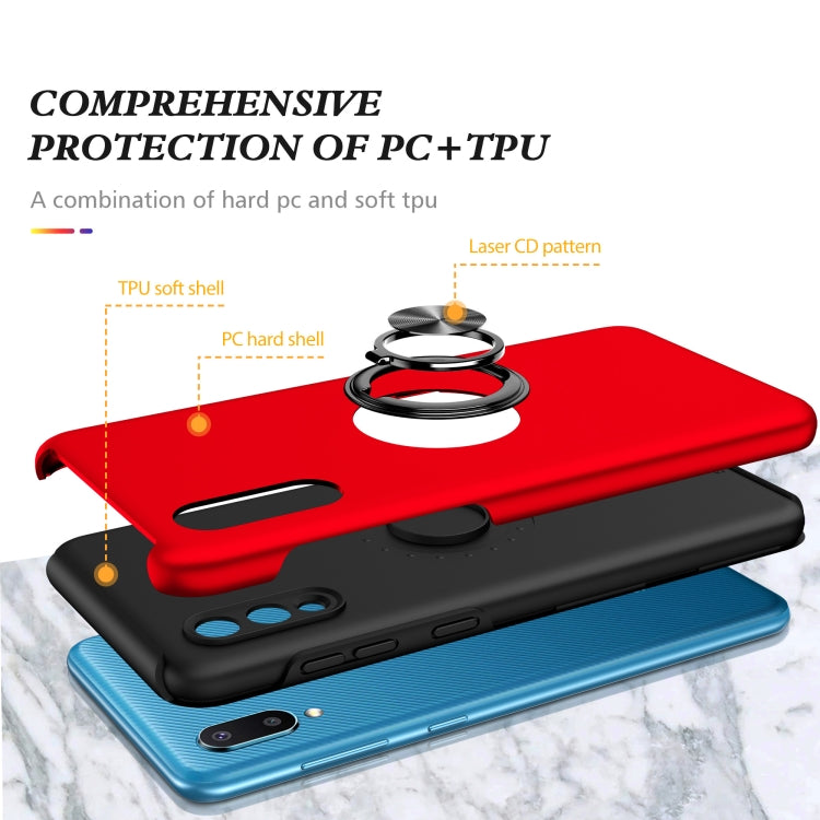 For Samsung Galaxy A02 EU Version PC + TPU Shockproof Magnetic Protective Case with Invisible Ring Holder