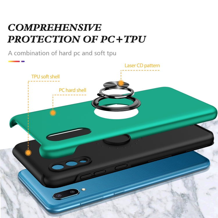 For Samsung Galaxy A02 EU Version PC + TPU Shockproof Magnetic Protective Case with Invisible Ring Holder
