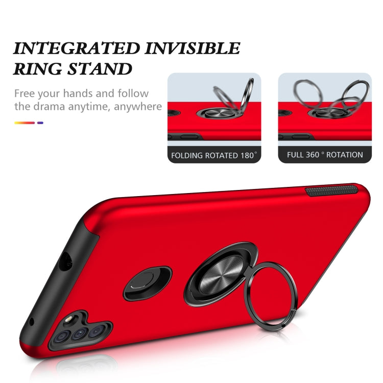 For Samsung Galaxy A11 PC + TPU Shockproof Magnetic Protective Case with Invisible Ring Holder