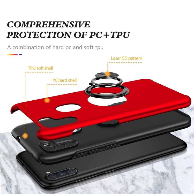For Samsung Galaxy A11 PC + TPU Shockproof Magnetic Protective Case with Invisible Ring Holder