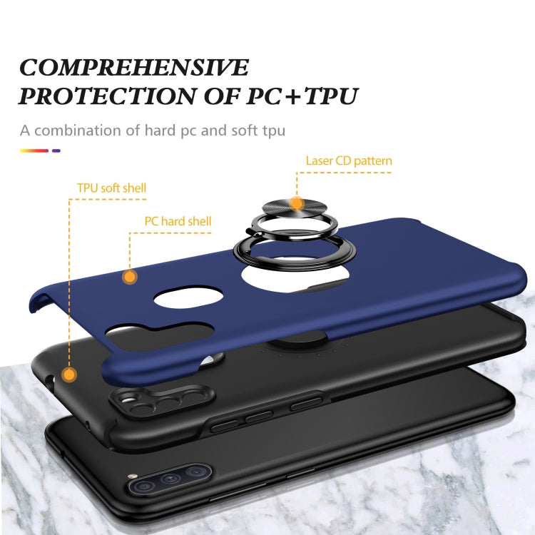 For Samsung Galaxy A11 PC + TPU Shockproof Magnetic Protective Case with Invisible Ring Holder
