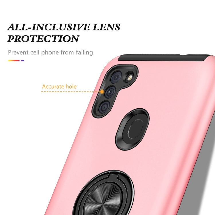 For Samsung Galaxy A11 PC + TPU Shockproof Magnetic Protective Case with Invisible Ring Holder