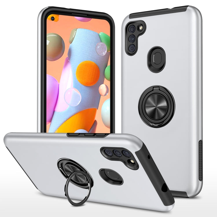For Samsung Galaxy A11 PC + TPU Shockproof Magnetic Protective Case with Invisible Ring Holder