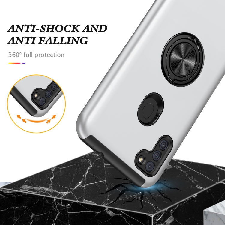 For Samsung Galaxy A11 PC + TPU Shockproof Magnetic Protective Case with Invisible Ring Holder