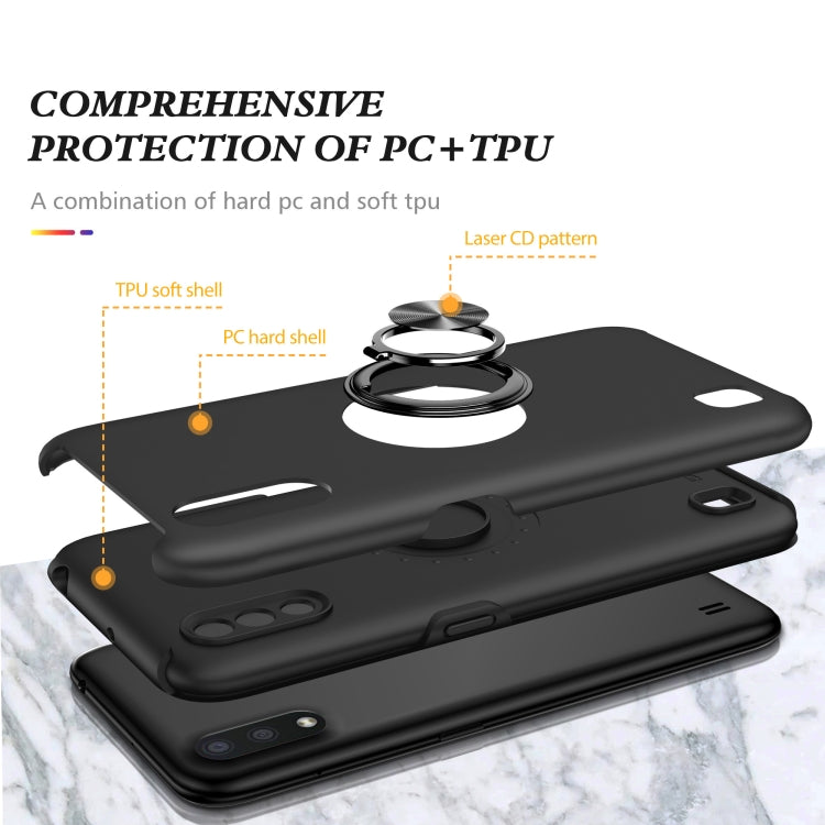 For Samsung Galaxy A01 PC + TPU Shockproof Magnetic Protective Case with Invisible Ring Holder