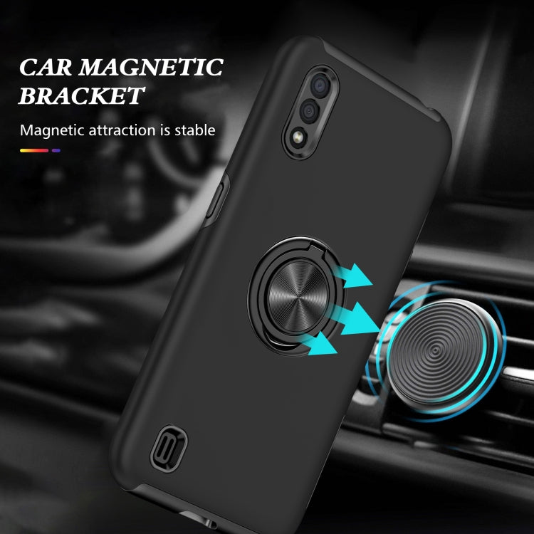 For Samsung Galaxy A01 PC + TPU Shockproof Magnetic Protective Case with Invisible Ring Holder