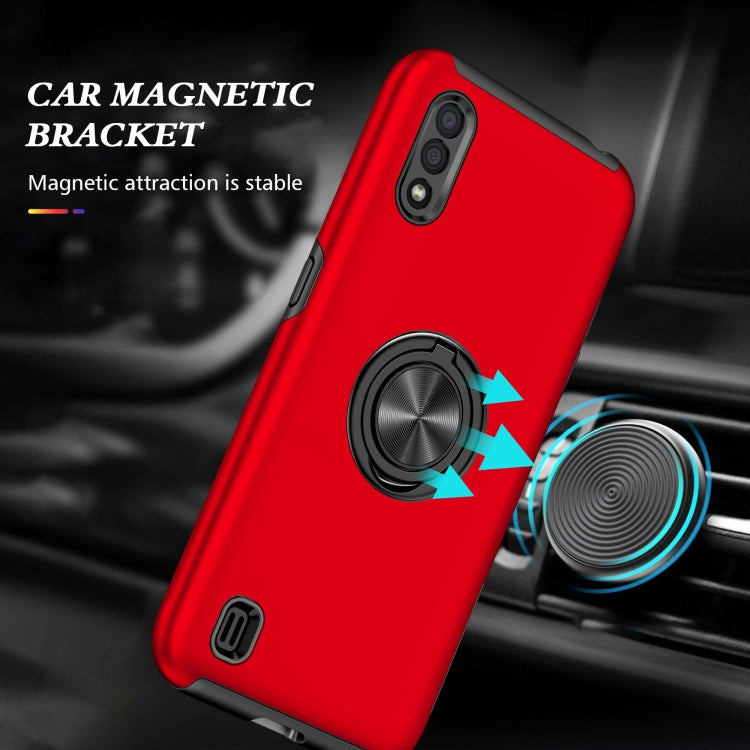 For Samsung Galaxy A01 PC + TPU Shockproof Magnetic Protective Case with Invisible Ring Holder