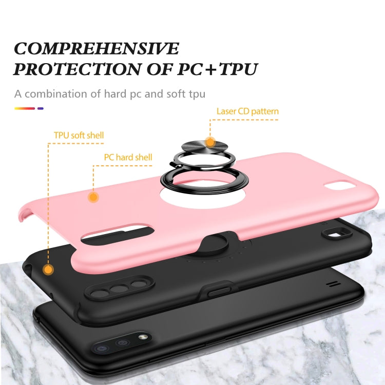 For Samsung Galaxy A01 PC + TPU Shockproof Magnetic Protective Case with Invisible Ring Holder