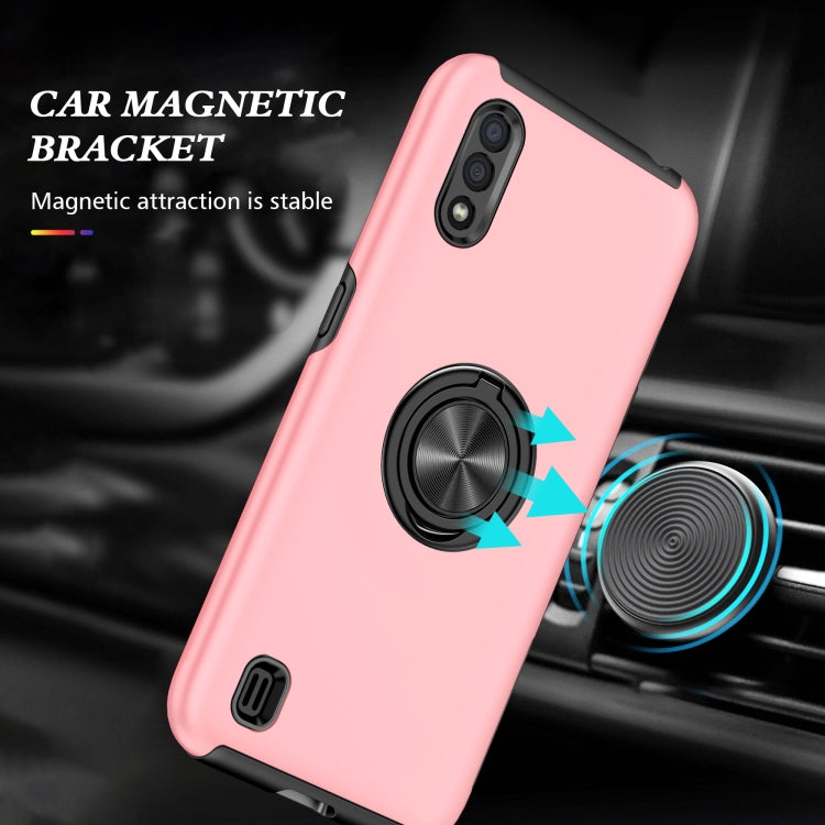 For Samsung Galaxy A01 PC + TPU Shockproof Magnetic Protective Case with Invisible Ring Holder