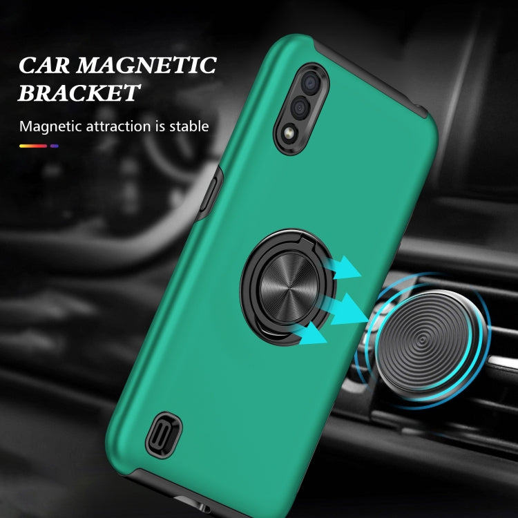 For Samsung Galaxy A01 PC + TPU Shockproof Magnetic Protective Case with Invisible Ring Holder