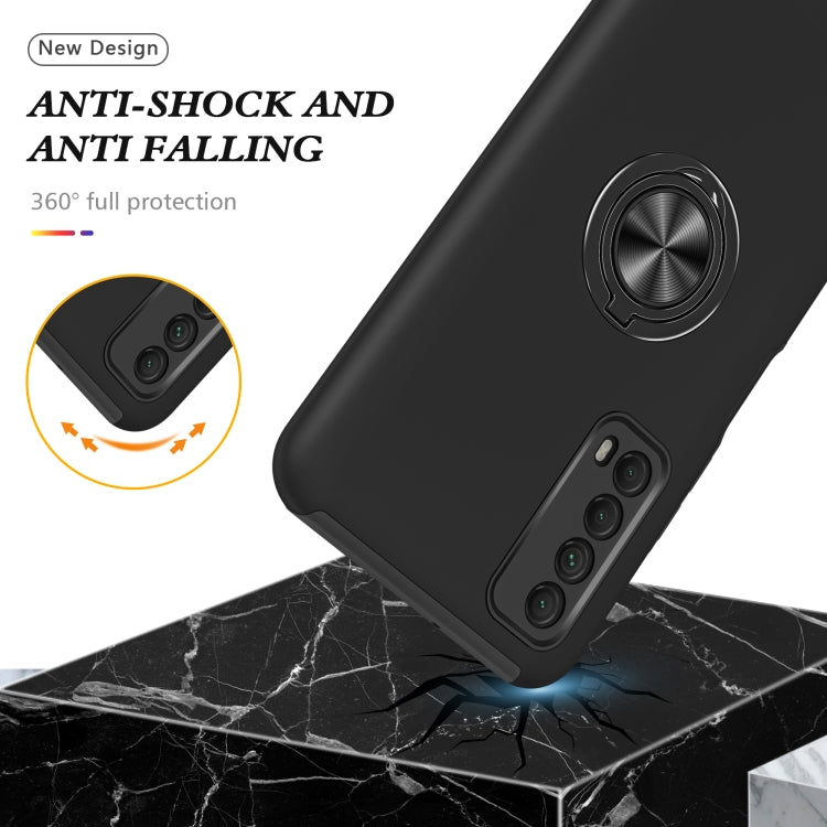 For Huawei Y7a PC + TPU Shockproof Magnetic Protective Case with Invisible Ring Holder