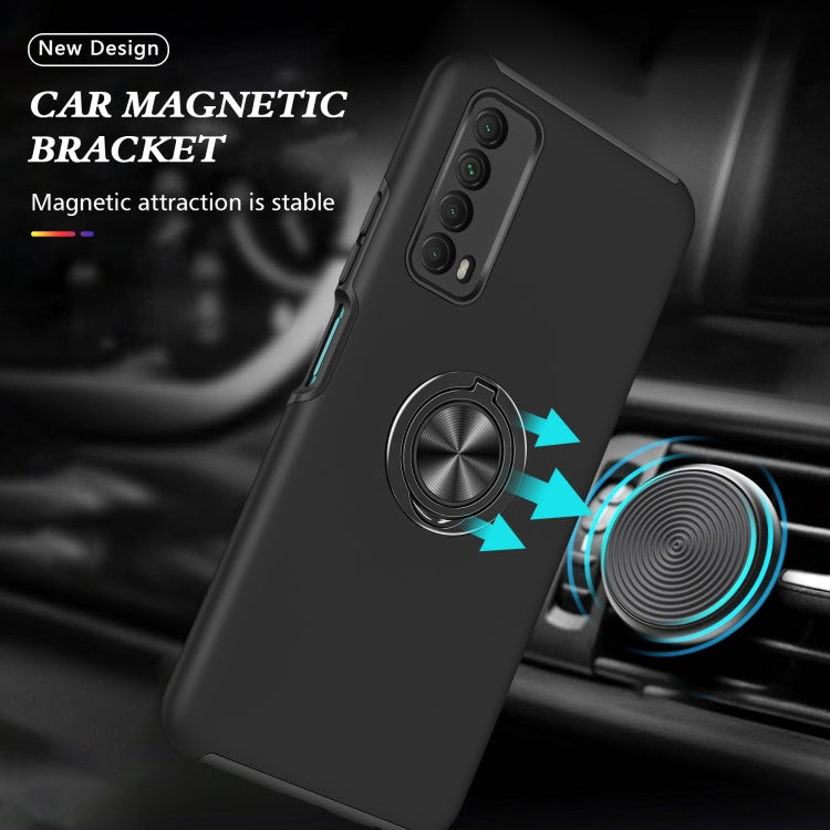 For Huawei Y7a PC + TPU Shockproof Magnetic Protective Case with Invisible Ring Holder