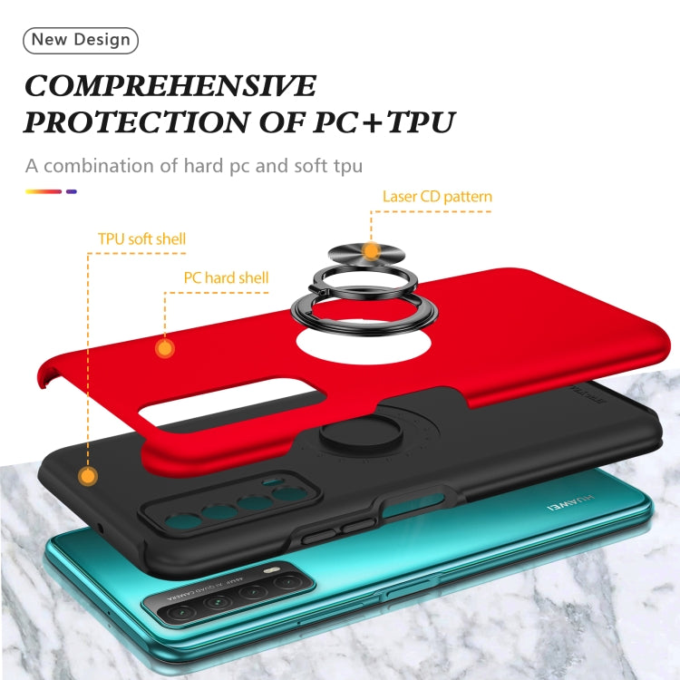 For Huawei Y7a PC + TPU Shockproof Magnetic Protective Case with Invisible Ring Holder