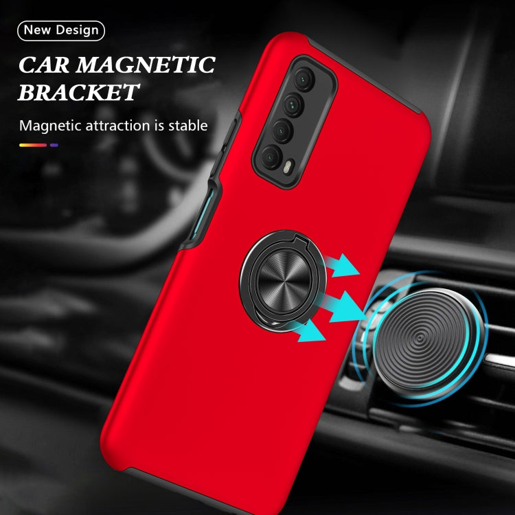 For Huawei Y7a PC + TPU Shockproof Magnetic Protective Case with Invisible Ring Holder