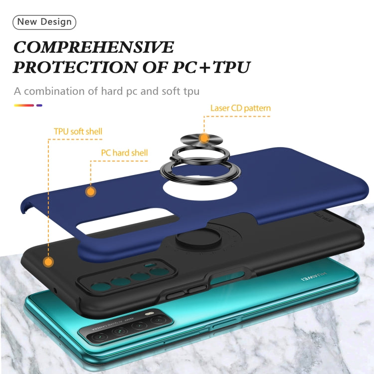 For Huawei Y7a PC + TPU Shockproof Magnetic Protective Case with Invisible Ring Holder