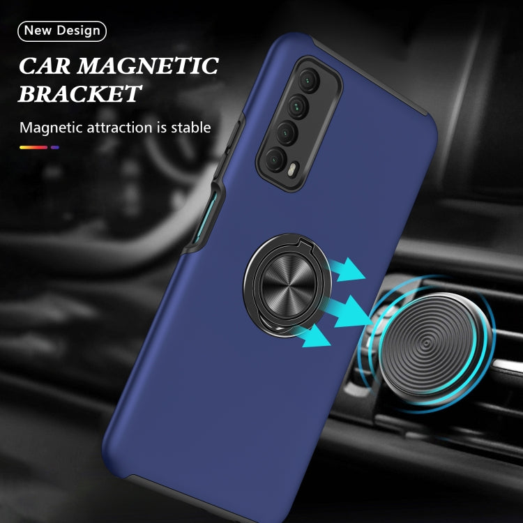 For Huawei Y7a PC + TPU Shockproof Magnetic Protective Case with Invisible Ring Holder