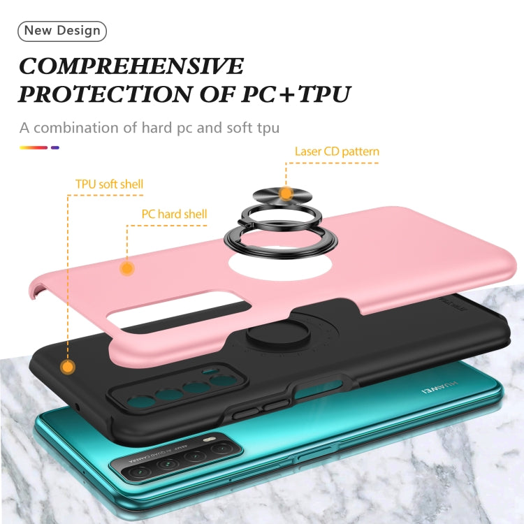 For Huawei Y7a PC + TPU Shockproof Magnetic Protective Case with Invisible Ring Holder
