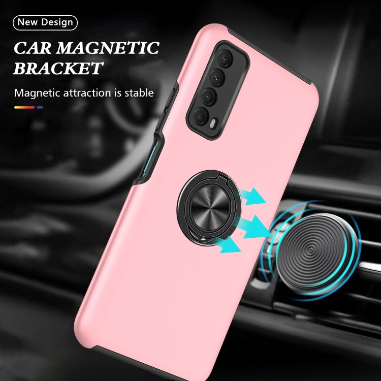 For Huawei Y7a PC + TPU Shockproof Magnetic Protective Case with Invisible Ring Holder