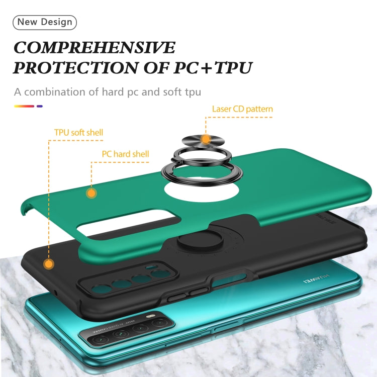 For Huawei Y7a PC + TPU Shockproof Magnetic Protective Case with Invisible Ring Holder