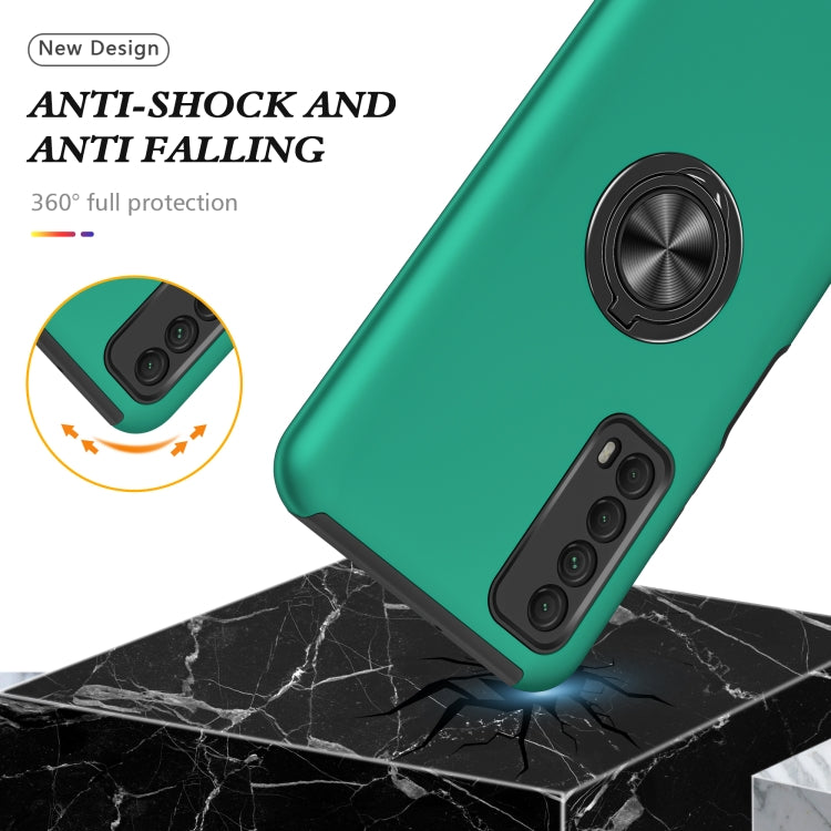 For Huawei Y7a PC + TPU Shockproof Magnetic Protective Case with Invisible Ring Holder