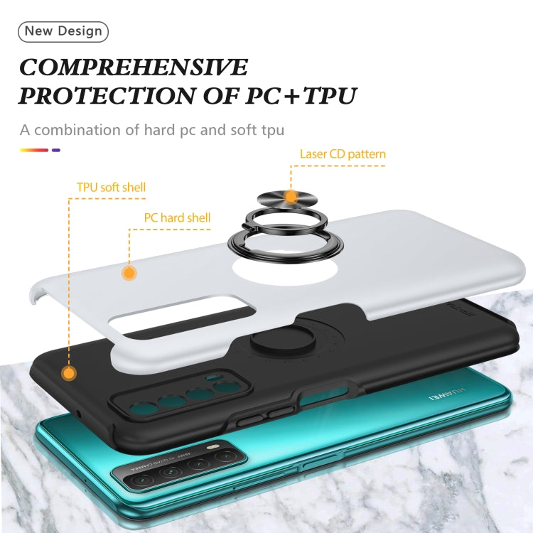 For Huawei Y7a PC + TPU Shockproof Magnetic Protective Case with Invisible Ring Holder