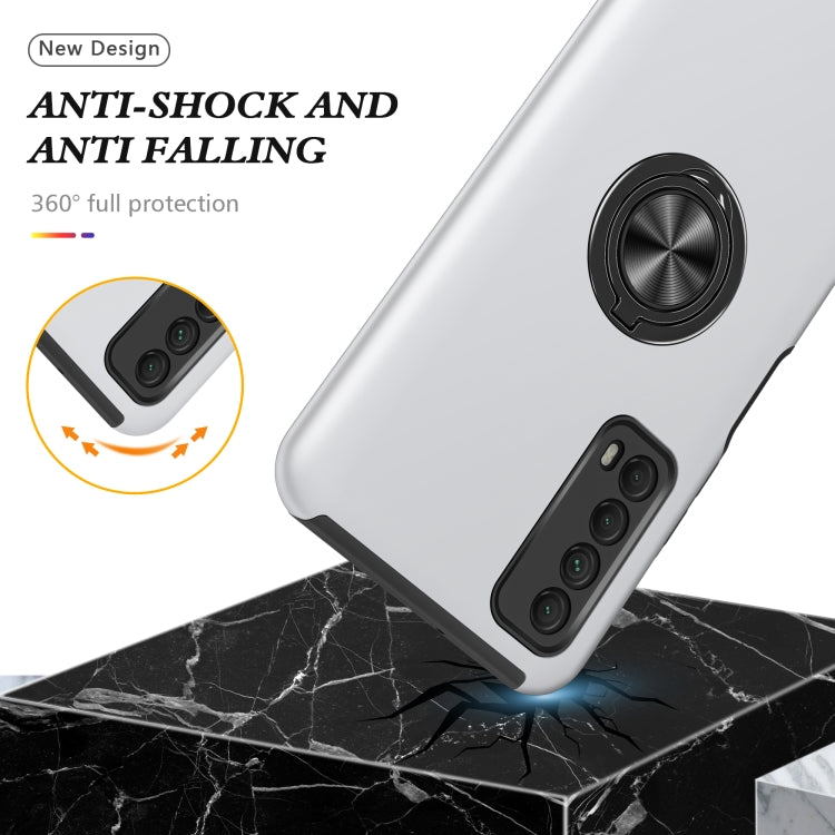 For Huawei Y7a PC + TPU Shockproof Magnetic Protective Case with Invisible Ring Holder