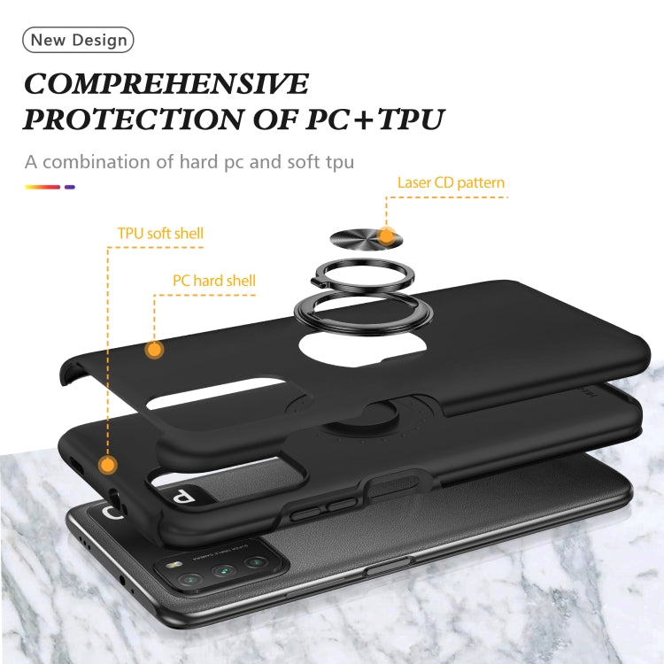 For Xiaomi Poco M3 PC + TPU Shockproof Magnetic Protective Case with Invisible Ring Holder