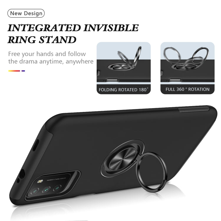 For Xiaomi Poco M3 PC + TPU Shockproof Magnetic Protective Case with Invisible Ring Holder