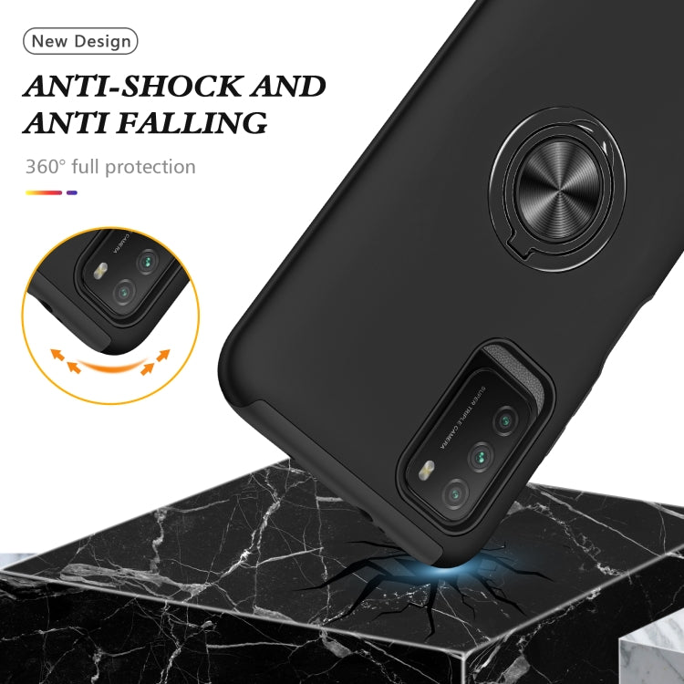 For Xiaomi Poco M3 PC + TPU Shockproof Magnetic Protective Case with Invisible Ring Holder