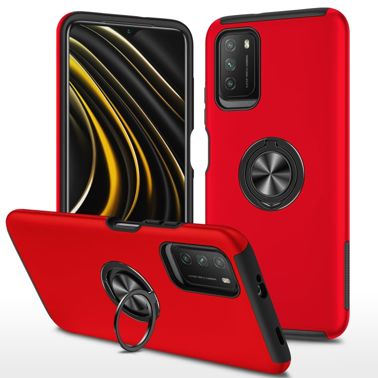 For Xiaomi Poco M3 PC + TPU Shockproof Magnetic Protective Case with Invisible Ring Holder