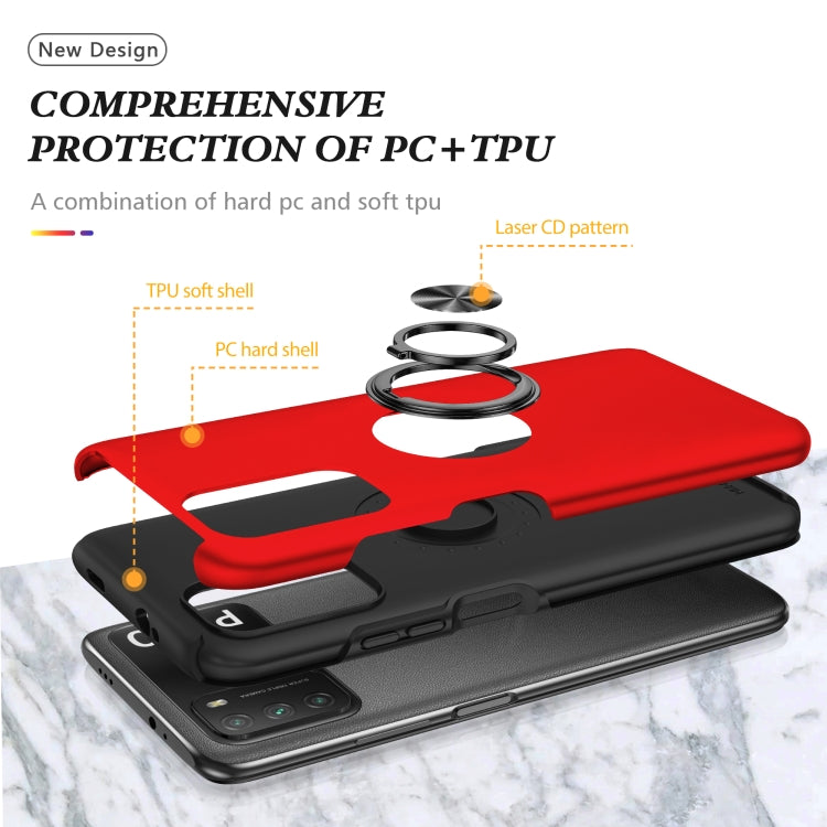 For Xiaomi Poco M3 PC + TPU Shockproof Magnetic Protective Case with Invisible Ring Holder