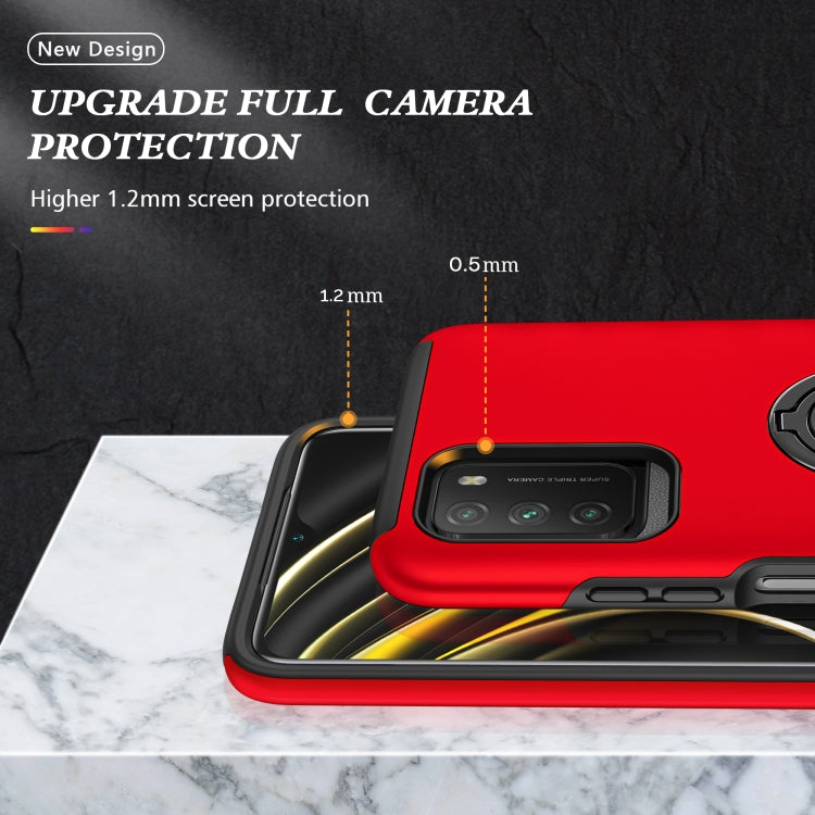 For Xiaomi Poco M3 PC + TPU Shockproof Magnetic Protective Case with Invisible Ring Holder