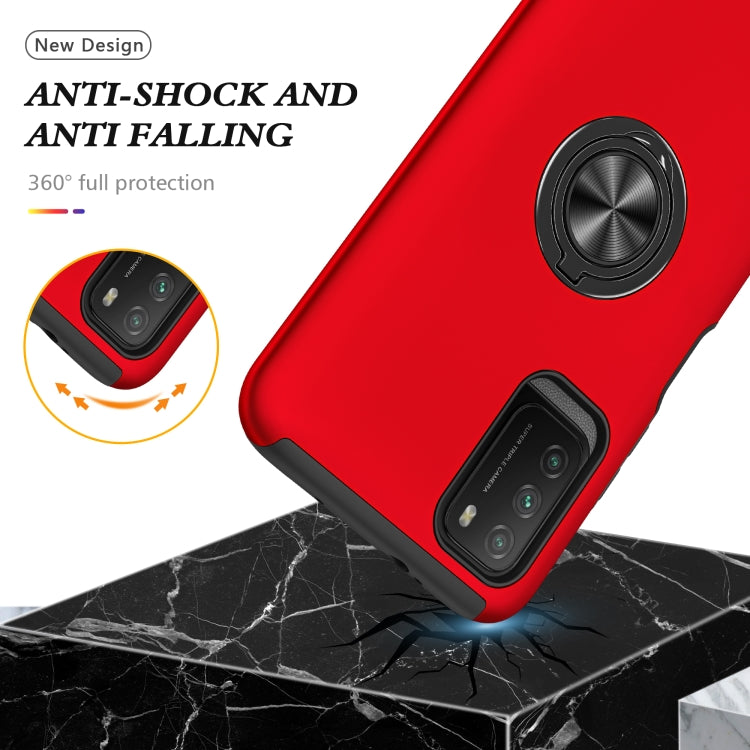 For Xiaomi Poco M3 PC + TPU Shockproof Magnetic Protective Case with Invisible Ring Holder