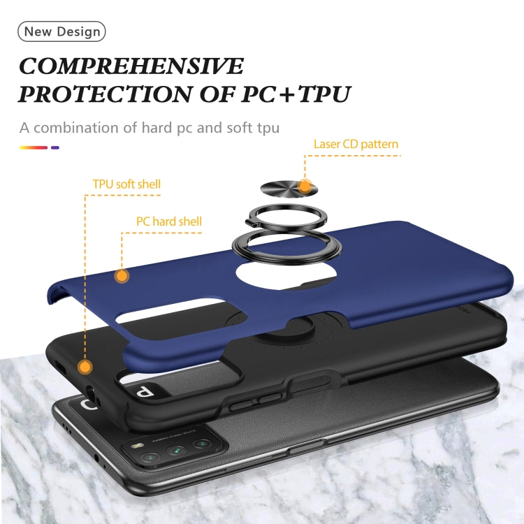 For Xiaomi Poco M3 PC + TPU Shockproof Magnetic Protective Case with Invisible Ring Holder