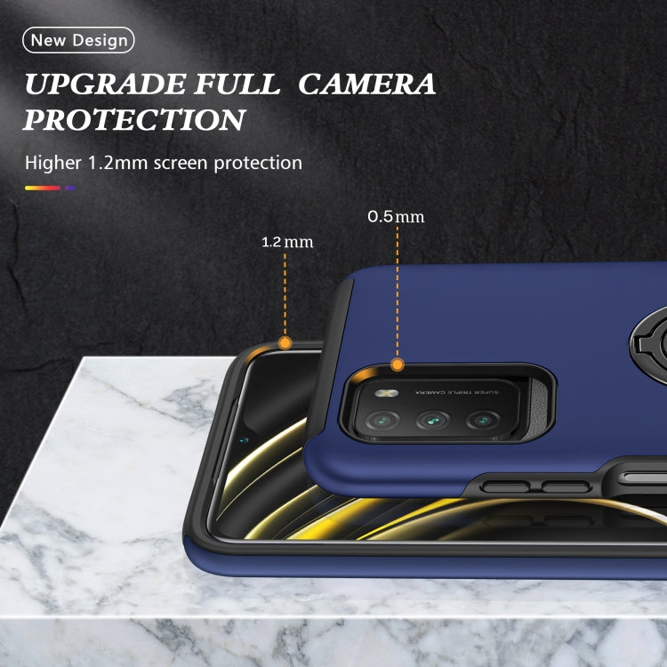 For Xiaomi Poco M3 PC + TPU Shockproof Magnetic Protective Case with Invisible Ring Holder