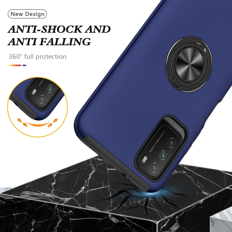 For Xiaomi Poco M3 PC + TPU Shockproof Magnetic Protective Case with Invisible Ring Holder