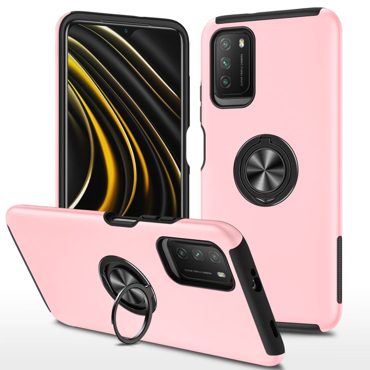 For Xiaomi Poco M3 PC + TPU Shockproof Magnetic Protective Case with Invisible Ring Holder