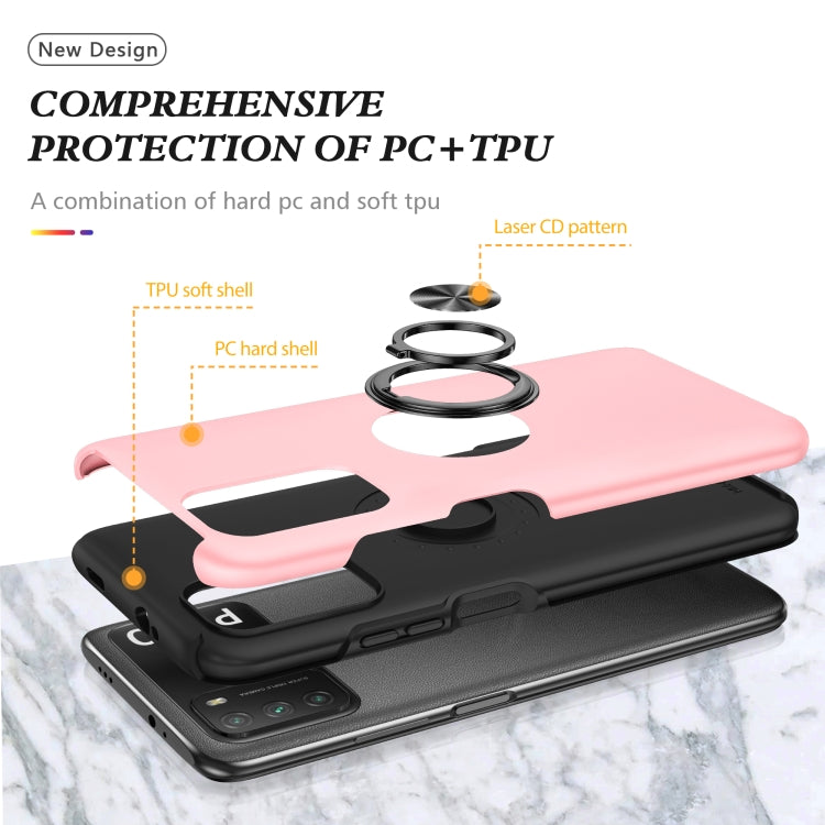 For Xiaomi Poco M3 PC + TPU Shockproof Magnetic Protective Case with Invisible Ring Holder
