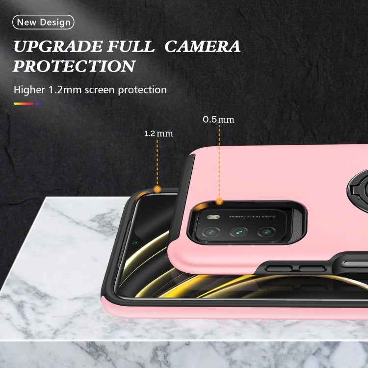 For Xiaomi Poco M3 PC + TPU Shockproof Magnetic Protective Case with Invisible Ring Holder