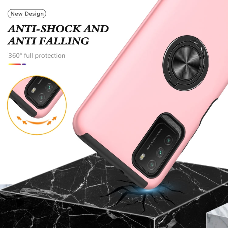 For Xiaomi Poco M3 PC + TPU Shockproof Magnetic Protective Case with Invisible Ring Holder