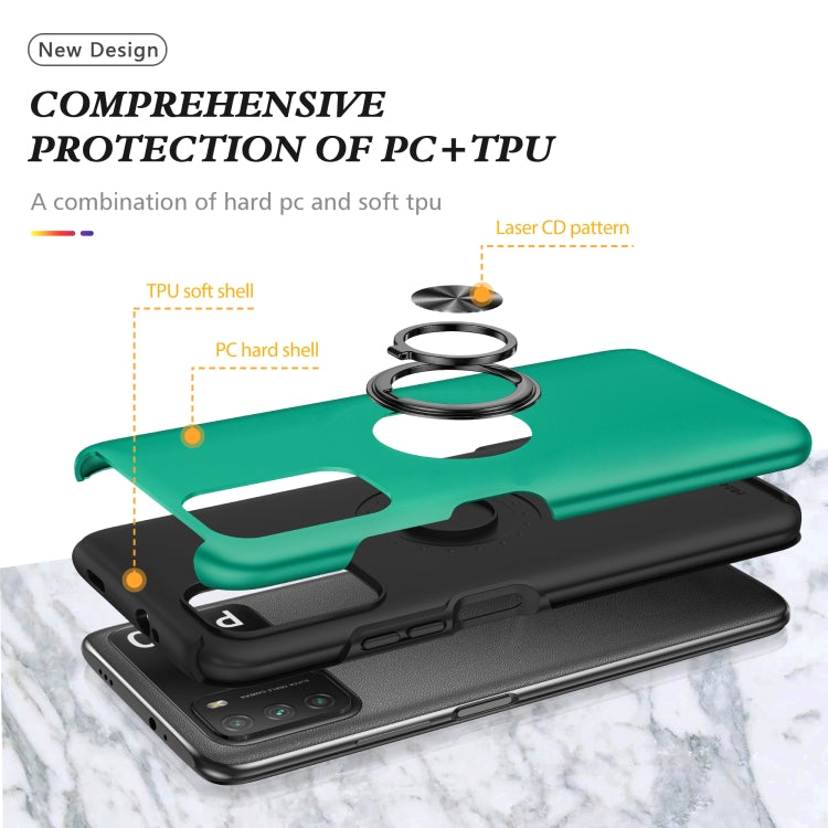 For Xiaomi Poco M3 PC + TPU Shockproof Magnetic Protective Case with Invisible Ring Holder