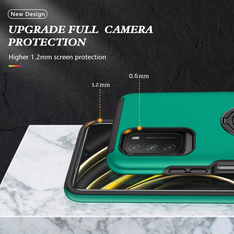 For Xiaomi Poco M3 PC + TPU Shockproof Magnetic Protective Case with Invisible Ring Holder