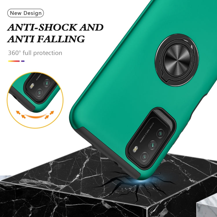 For Xiaomi Poco M3 PC + TPU Shockproof Magnetic Protective Case with Invisible Ring Holder