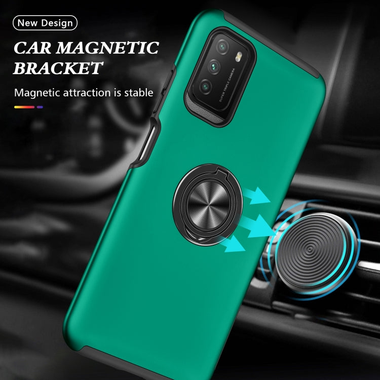 For Xiaomi Poco M3 PC + TPU Shockproof Magnetic Protective Case with Invisible Ring Holder