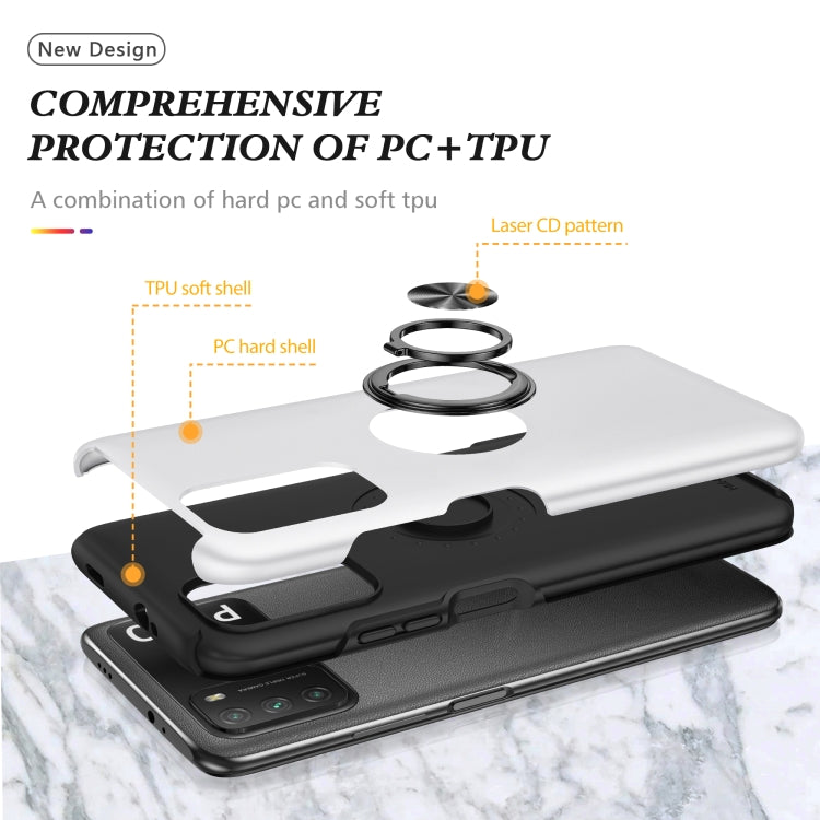 For Xiaomi Poco M3 PC + TPU Shockproof Magnetic Protective Case with Invisible Ring Holder