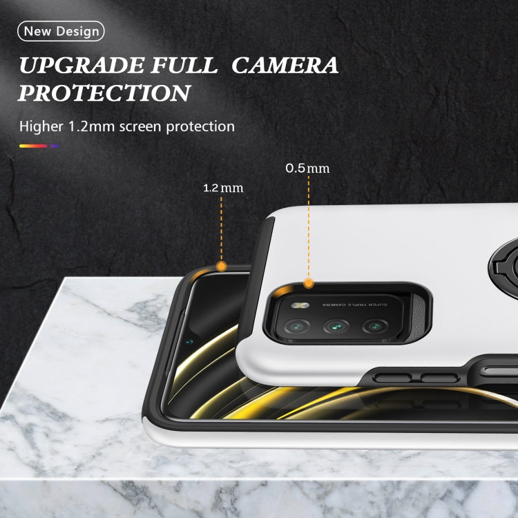 For Xiaomi Poco M3 PC + TPU Shockproof Magnetic Protective Case with Invisible Ring Holder
