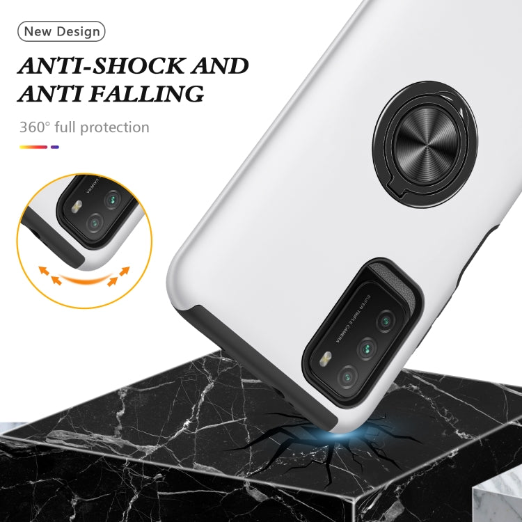 For Xiaomi Poco M3 PC + TPU Shockproof Magnetic Protective Case with Invisible Ring Holder