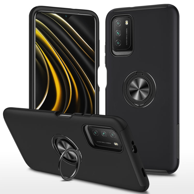 For Xiaomi Redmi Note9 4G PC + TPU Shockproof Magnetic Protective Case with Invisible Ring Holder