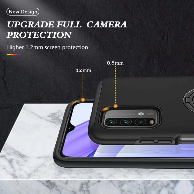For Xiaomi Redmi Note9 4G PC + TPU Shockproof Magnetic Protective Case with Invisible Ring Holder